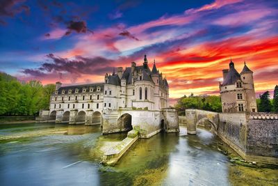 Historic building against sky during sunset