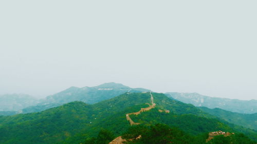 Scenic view of mountains against clear sky