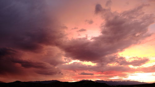 Scenic view of dramatic sky during sunset