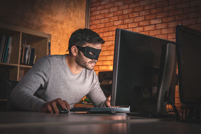 Man working on table