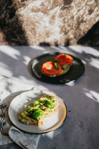 Food served in plates on table