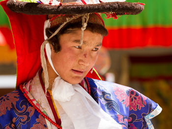 Portrait of woman looking away