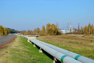 Scenic view of field against clear sky