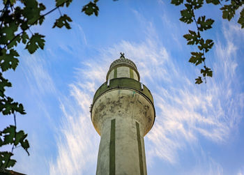 Low angle view of lighthouse against sky