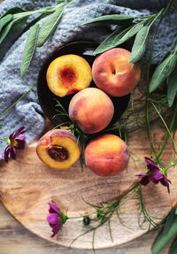 High angle view of fruits on table