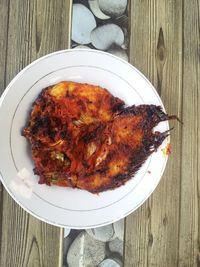 High angle view of meal served on table