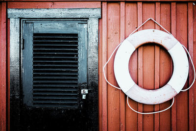 Close-up of closed door of building