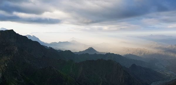 Scenic view of mountains against sky