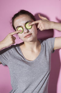 Woman wearing facial mask