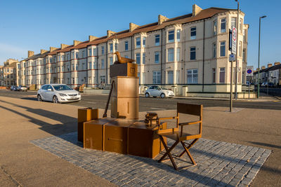 View of buildings against clear sky