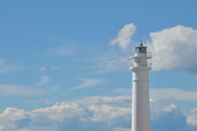 Low angle view of lighthouse against sky