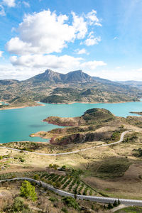 A view of the man made lake and hill found at zahara de la sierra