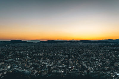 View of cityscape at sunset