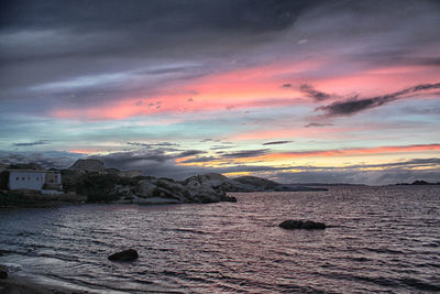 Scenic view of sea against sky at sunset