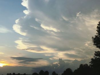 Silhouette of trees against cloudy sky