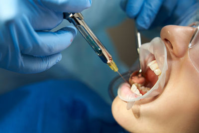 Woman getting dental treatment