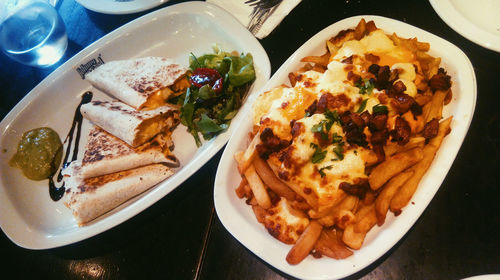 High angle view of meal served in plate