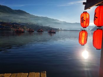 Scenic view of lake against sky