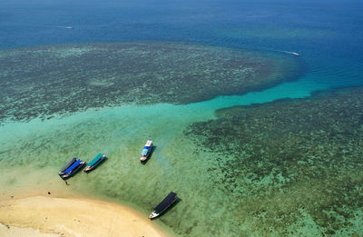 High angle view of people on beach