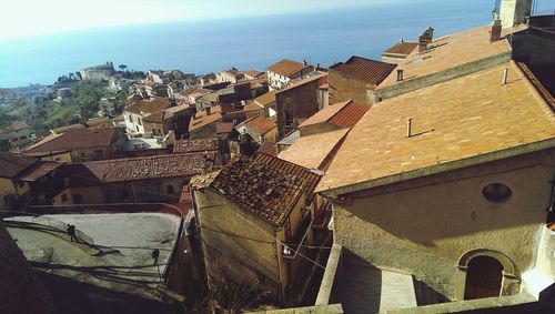 High angle shot of houses