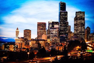 Illuminated city at night