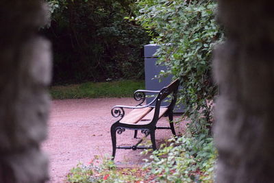 Empty bench in park