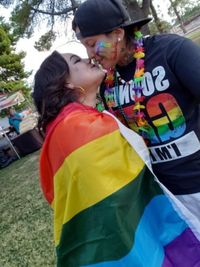 Side view of couple kissing