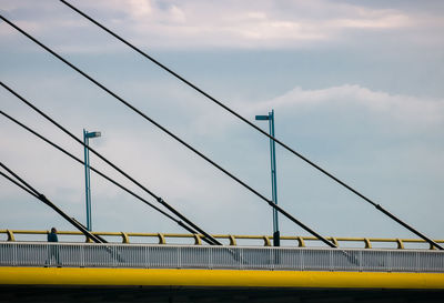 Cropped image of suspension bridge against sky