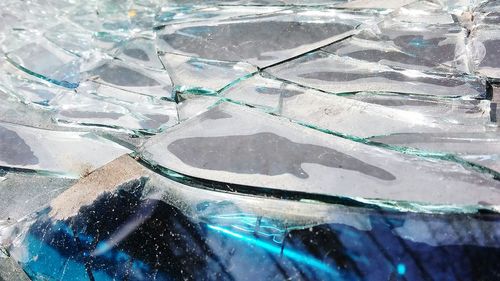 Full frame shot of frozen glass