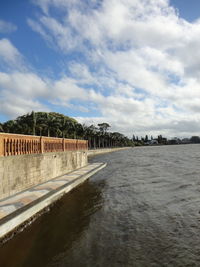 Scenic view of sea against cloudy sky