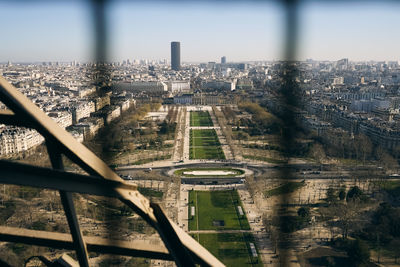 High angle view of buildings in city