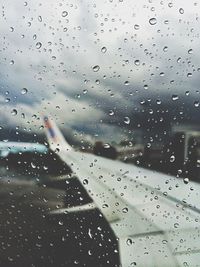 View of rain drops on glass