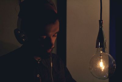 Close-up of illuminated lamp