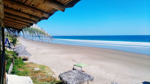 Scenic view of beach against clear sky