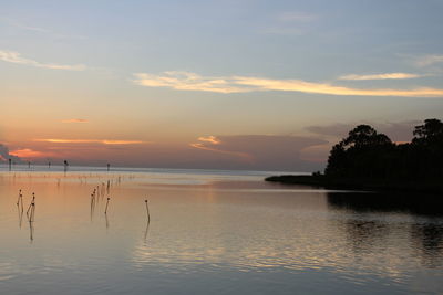 Scenic shot of calm sea at sunset