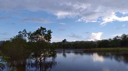 Scenic view of lake against sky