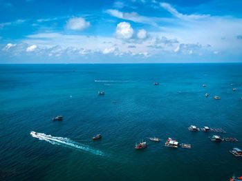 High angle view of sea against sky