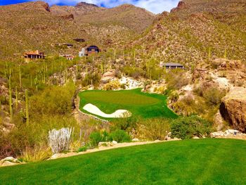 High angle view of golf course
