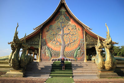 Asian thai woman people, wararam phu prao temple sirindhorn district in ubon ratchathani thailand 