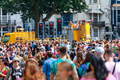 People on street in city