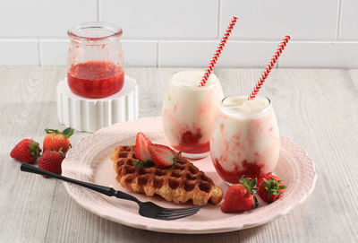 Close-up of dessert on table