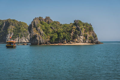 Scenic view of sea against clear sky