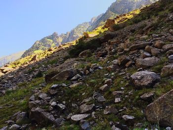 Scenic view of mountains against clear sky