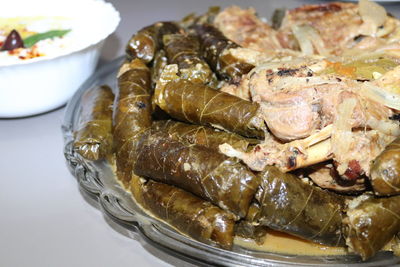 High angle view of food in plate