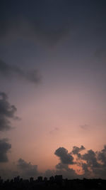 Low angle view of sky at sunset