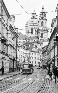Railroad tracks in city