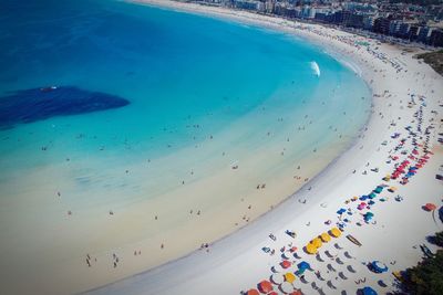 High angle view of people on beach