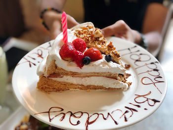 Close-up of cake in plate