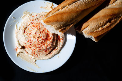 High angle view of breakfast in plate