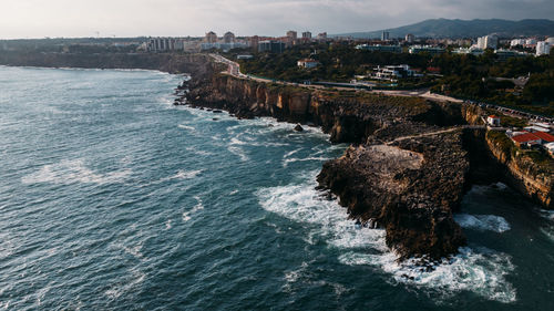 High angle view of sea against sky